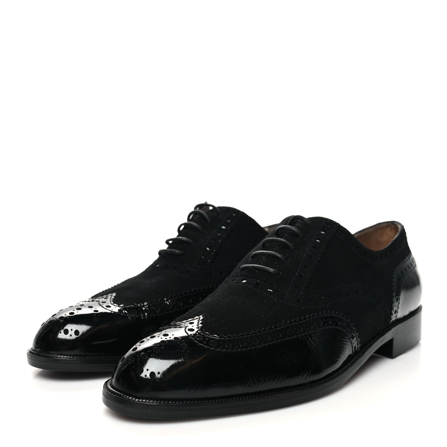 Chanel Patent Calfskin CC Brogue Lace Up Oxfords 38.5 Black 3 of 10