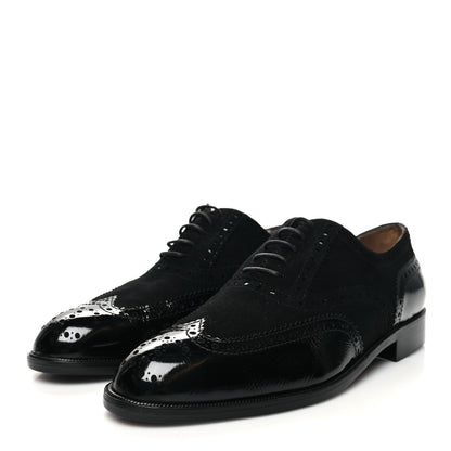 Chanel Patent Calfskin CC Brogue Lace Up Oxfords 38.5 Black 3 of 10