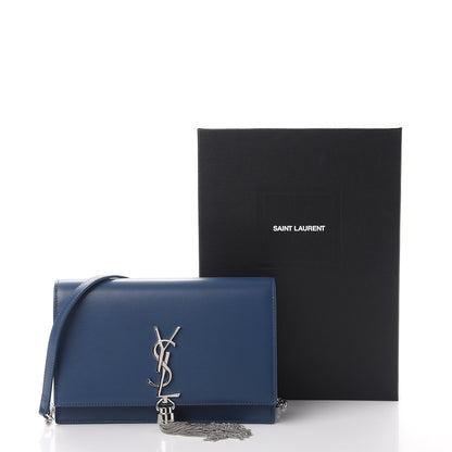 Saint Laurent Smooth Calfskin Classic Monogram Kate Tassel Chain Wallet Denim 8 of 8