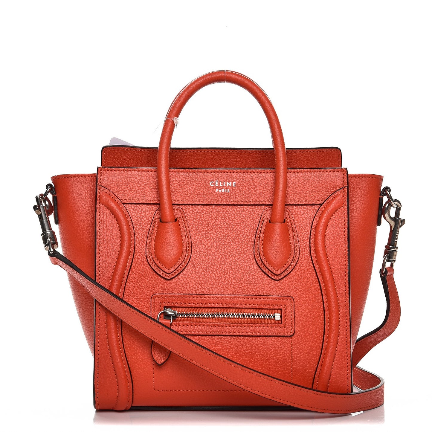 Drummed Calfskin Nano Luggage Vermillion