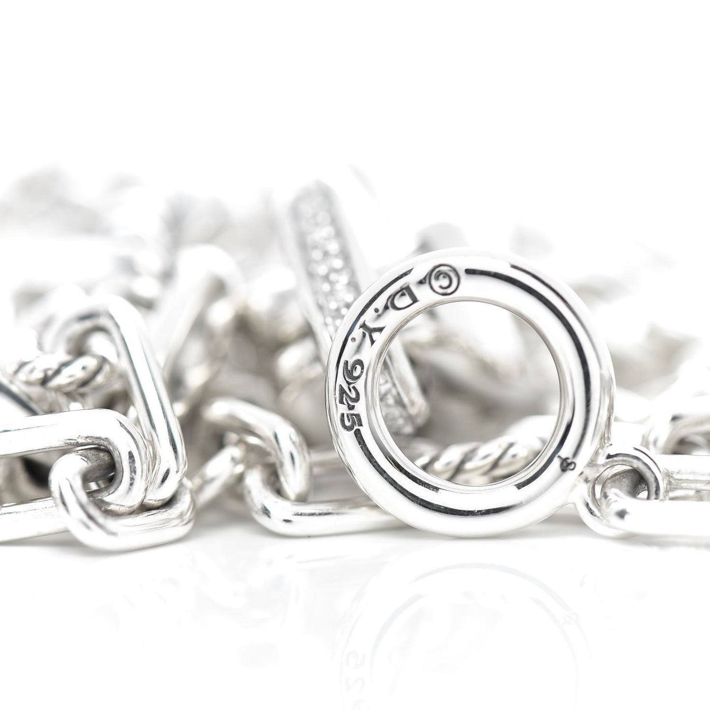 Sterling Silver Diamond Wellesley Long Chain Link Necklace