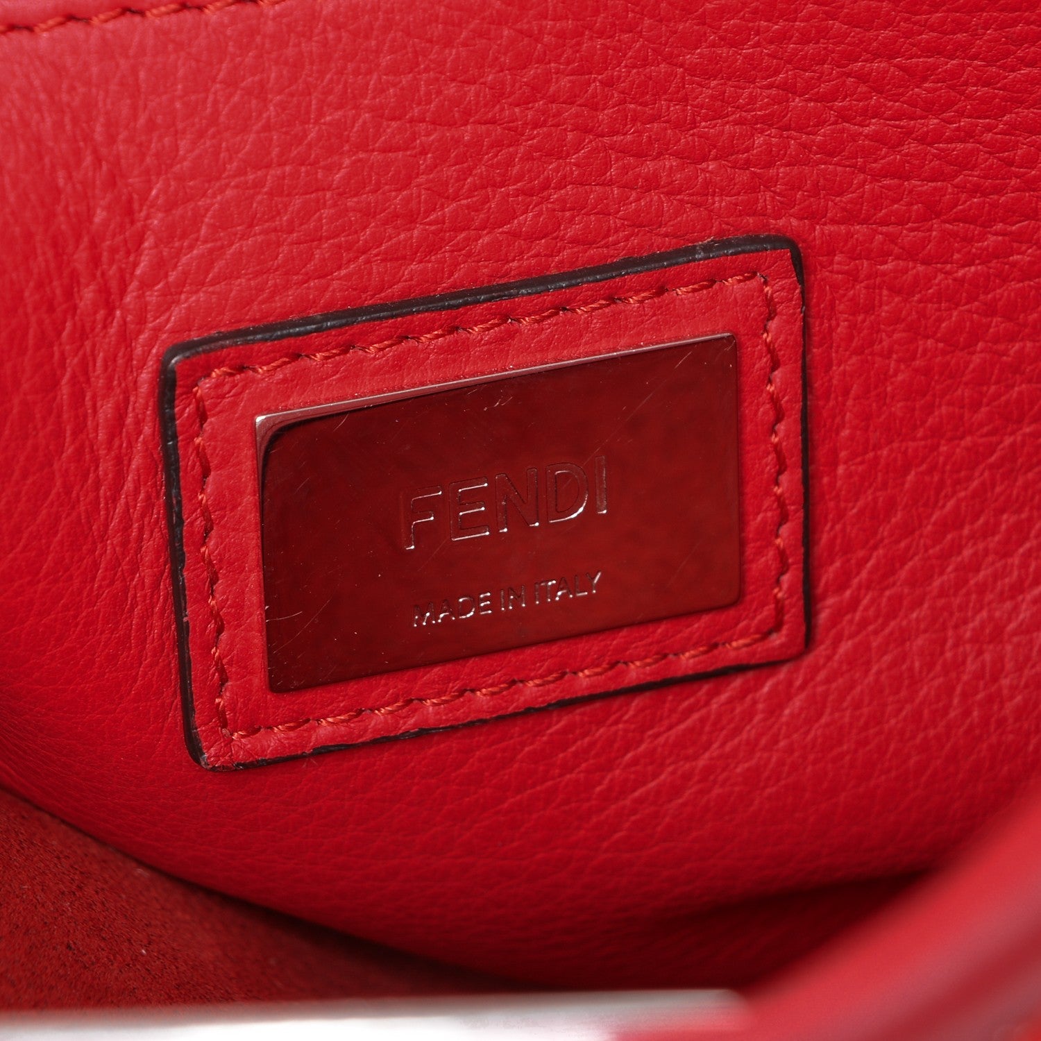 Fendi Vitello Seta Studded Medium Peekaboo Iconic Satchel Fiamma 6 of 7