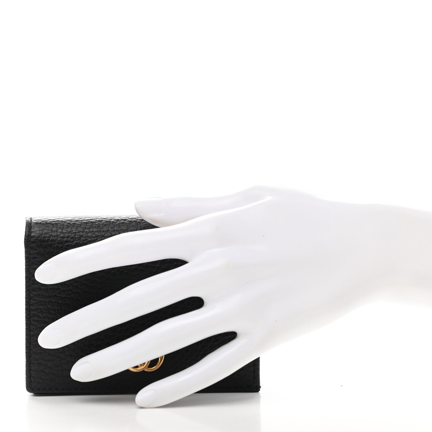 Pebbled Calfskin GG Marmont Card Case Black