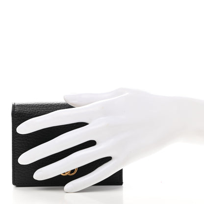 Gucci Pebbled Calfskin GG Marmont Card Case Black 2 of 8
