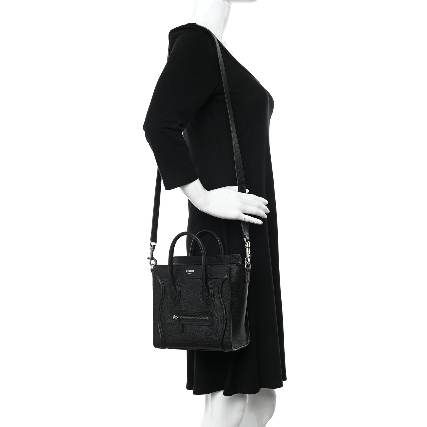 Drummed Calfskin Nano Luggage Black