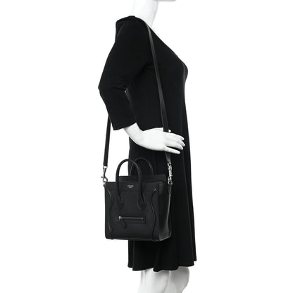 Celine Drummed Calfskin Nano Luggage Black 2 of 11
