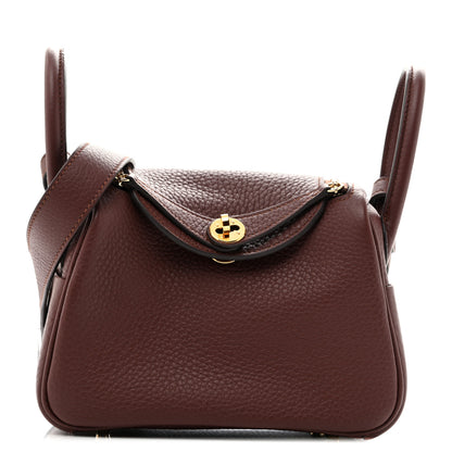 Hermes Taurillon Clemence Mini Lindy 20 Terre 1 of 12