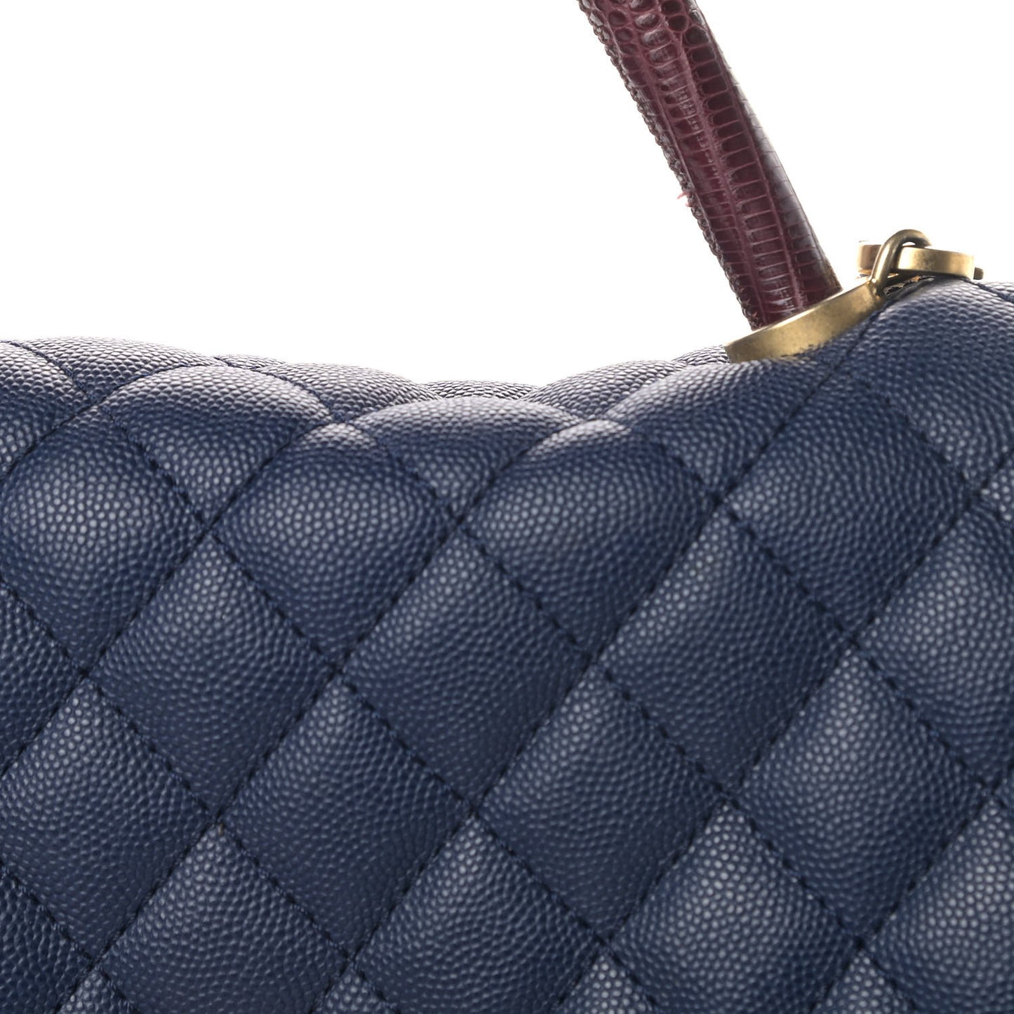 Caviar Lizard Quilted Large Coco Handle Flap Blue