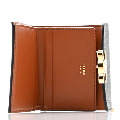Celine Canvas Triomphe Compact Triomphe Wallet With Coin Purse Tan 6 of 10