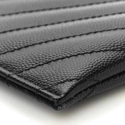 Saint Laurent Grain De Poudre Chevron Monogram Bill Pouch Black 9 of 11