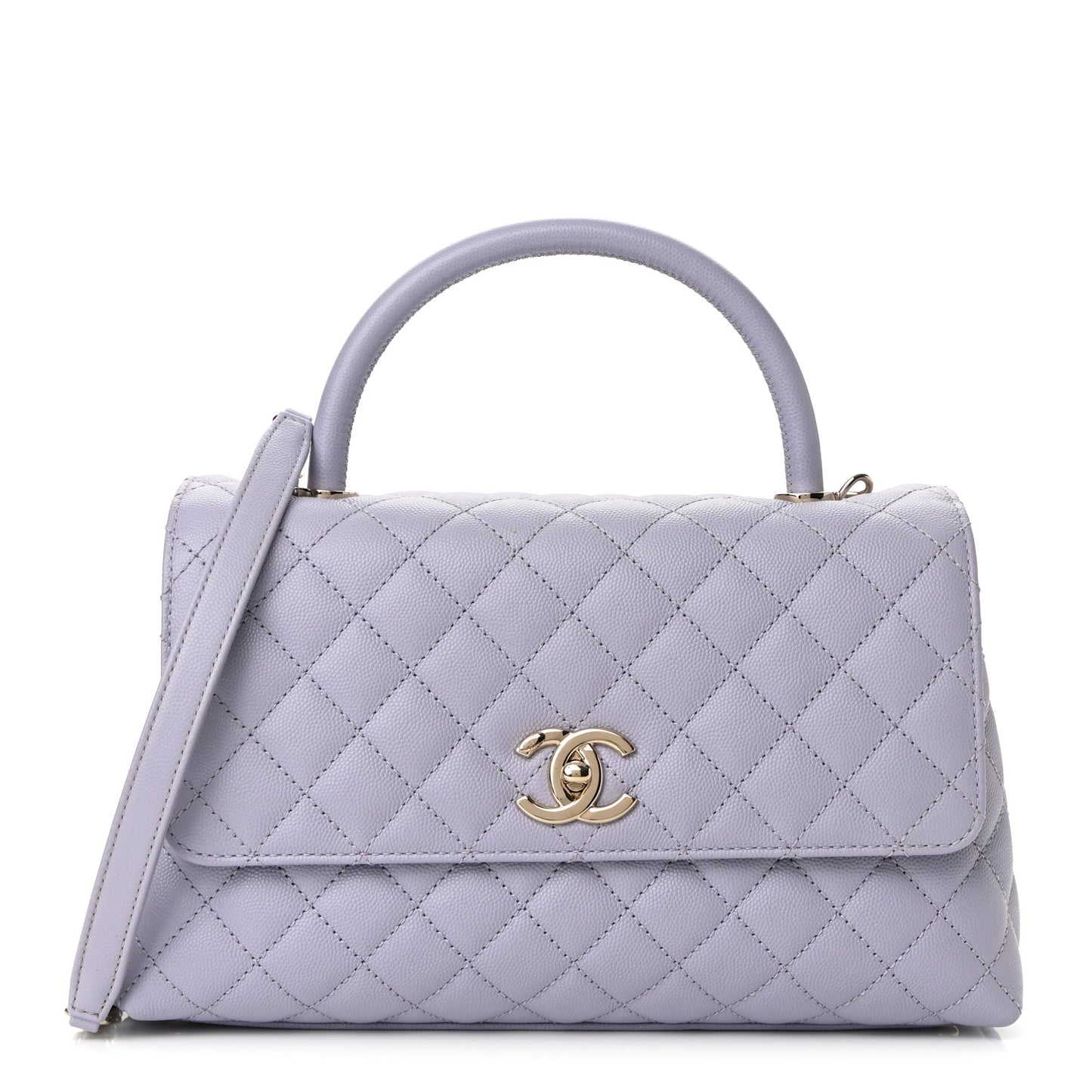 Caviar Quilted Small Coco Handle Flap Light Purple