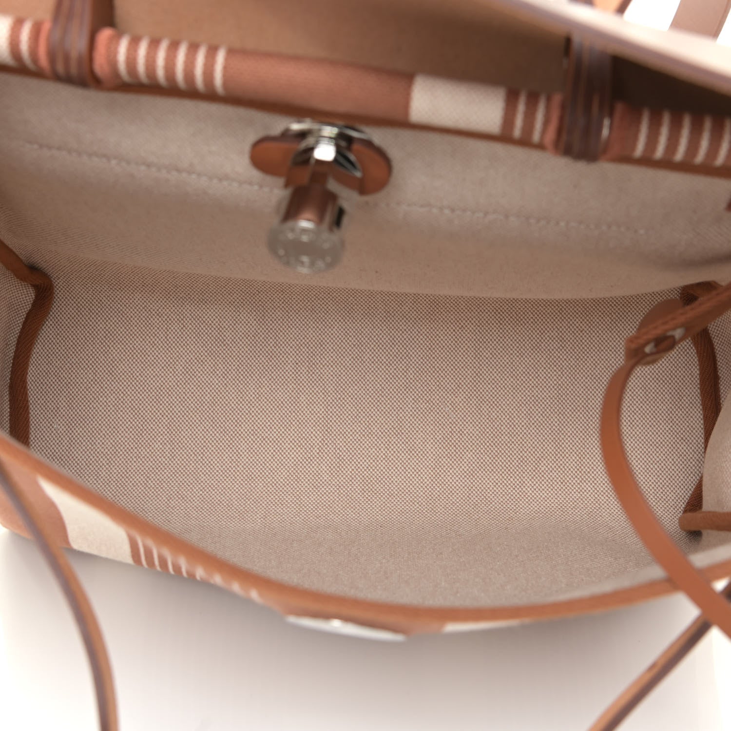 Hermes Vache Hunter Toile H Vibration Herbag Zip Retourne 31 PM Fauve Ecru Beige 5 of 13