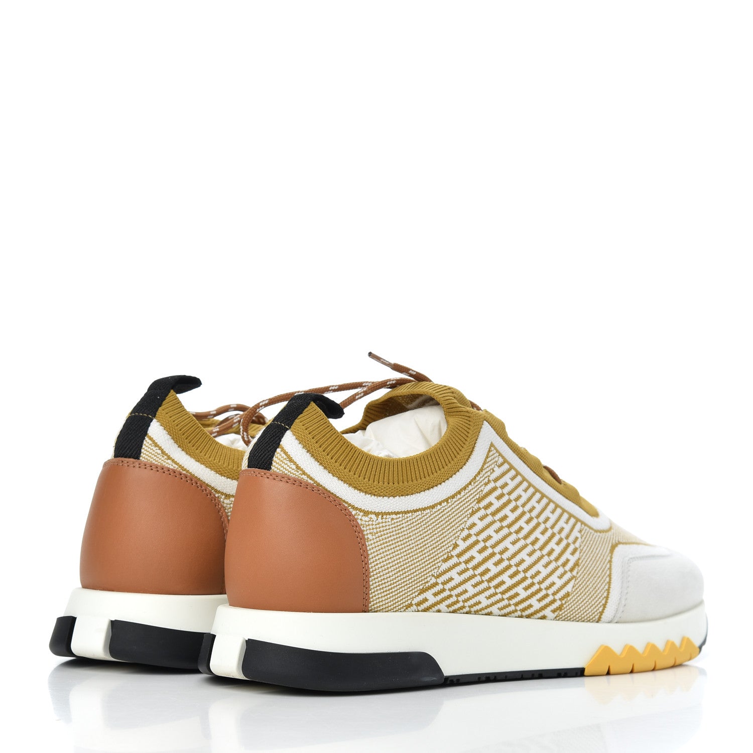 Hermes Knit Goatskin Womens Addict Sneakers 40 Ocre 4 of 12