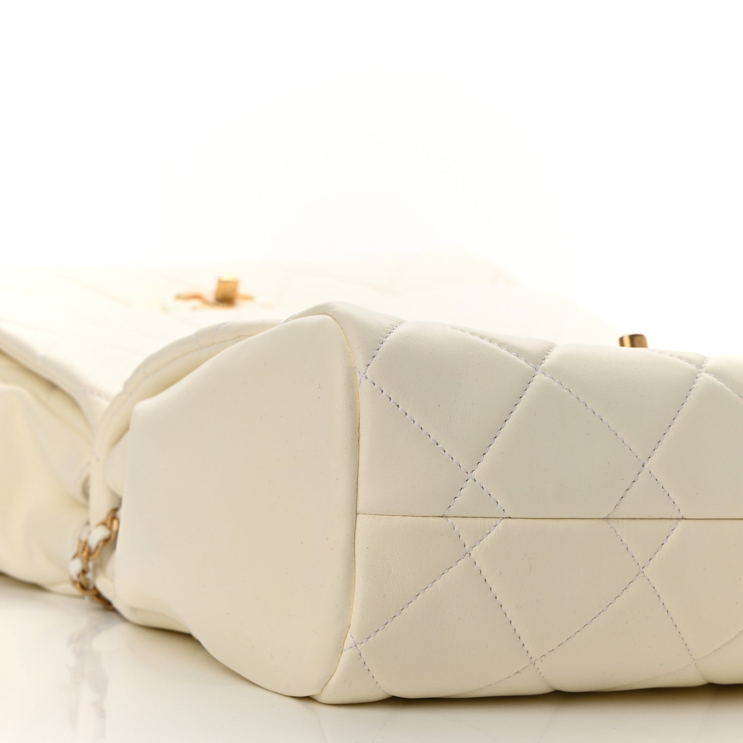 Lambskin Quilted Large Side-Packs White
