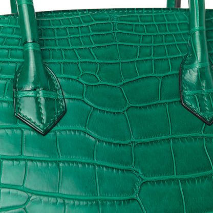 Hermes Matte Alligator Birkin 35 Malachite 14 of 18