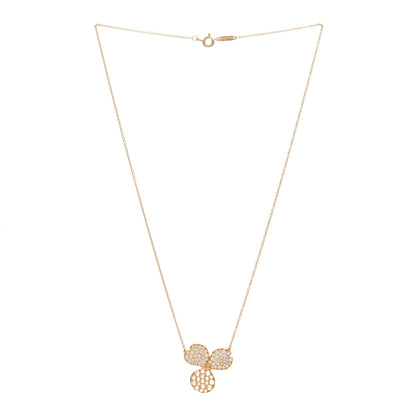 Tiffany 18K Rose Gold Diamond Large Paper Flowers Pave Pendant Necklace 2 of 3