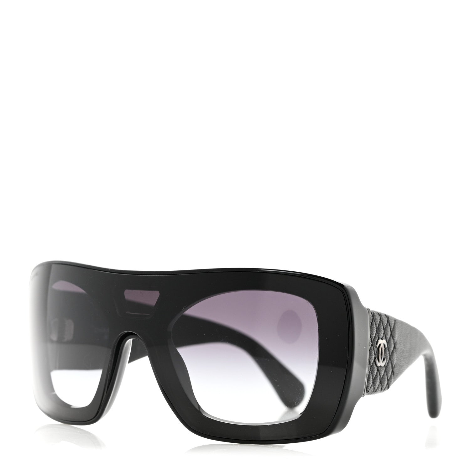 Chanel Lambskin Shield Quilted Sunglasses 71267 Black 1 of 8