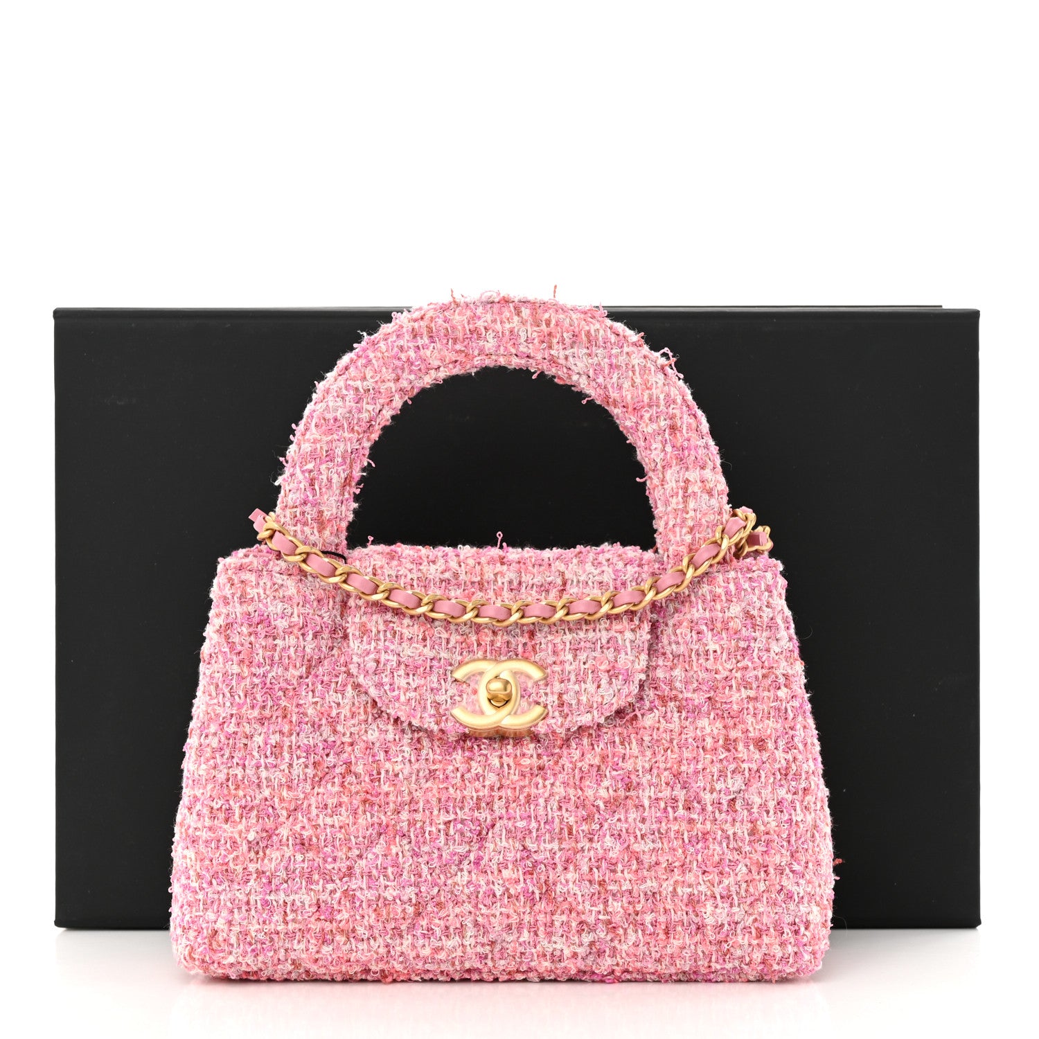 Chanel Tweed Quilted Nano Kelly Shopper Pink 11 of 11