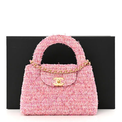 Chanel Tweed Quilted Nano Kelly Shopper Pink 11 of 11