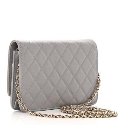 Chanel Caviar Quilted Golden Class Wallet On Chain WOC Gray 3 of 15