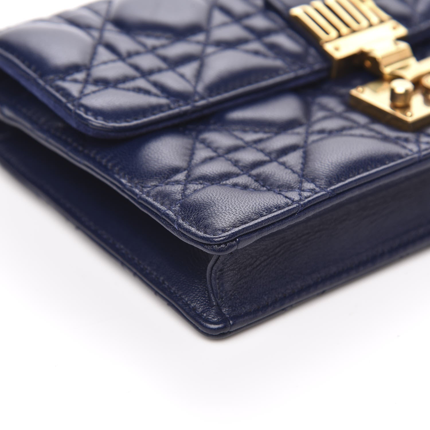 Christian Dior Lambskin Cannage Dioraddict Wallet on Chain Clutch Navy 7 of 9