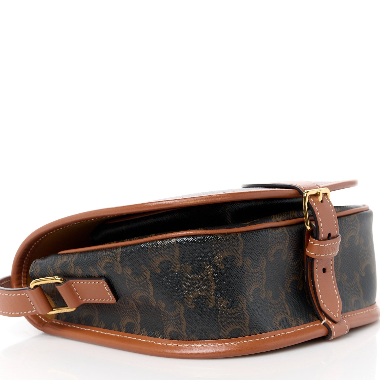 Celine Triomphe Canvas Medium Folco Bag Tan 9 of 11