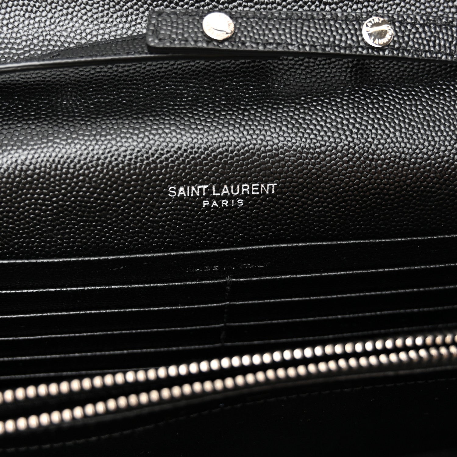 Saint Laurent Grain De Poudre Matelasse Chevron Monogram Chain Wallet Black 6 of 10