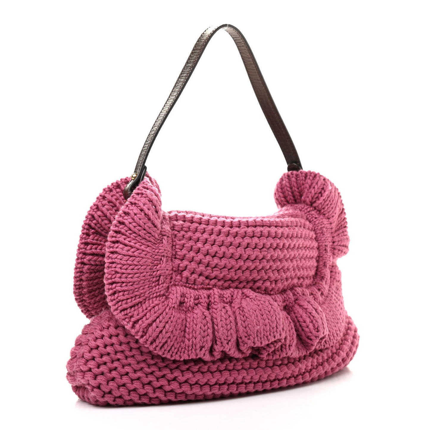 Wool Knit Small Chef Shoulder Bag Pink
