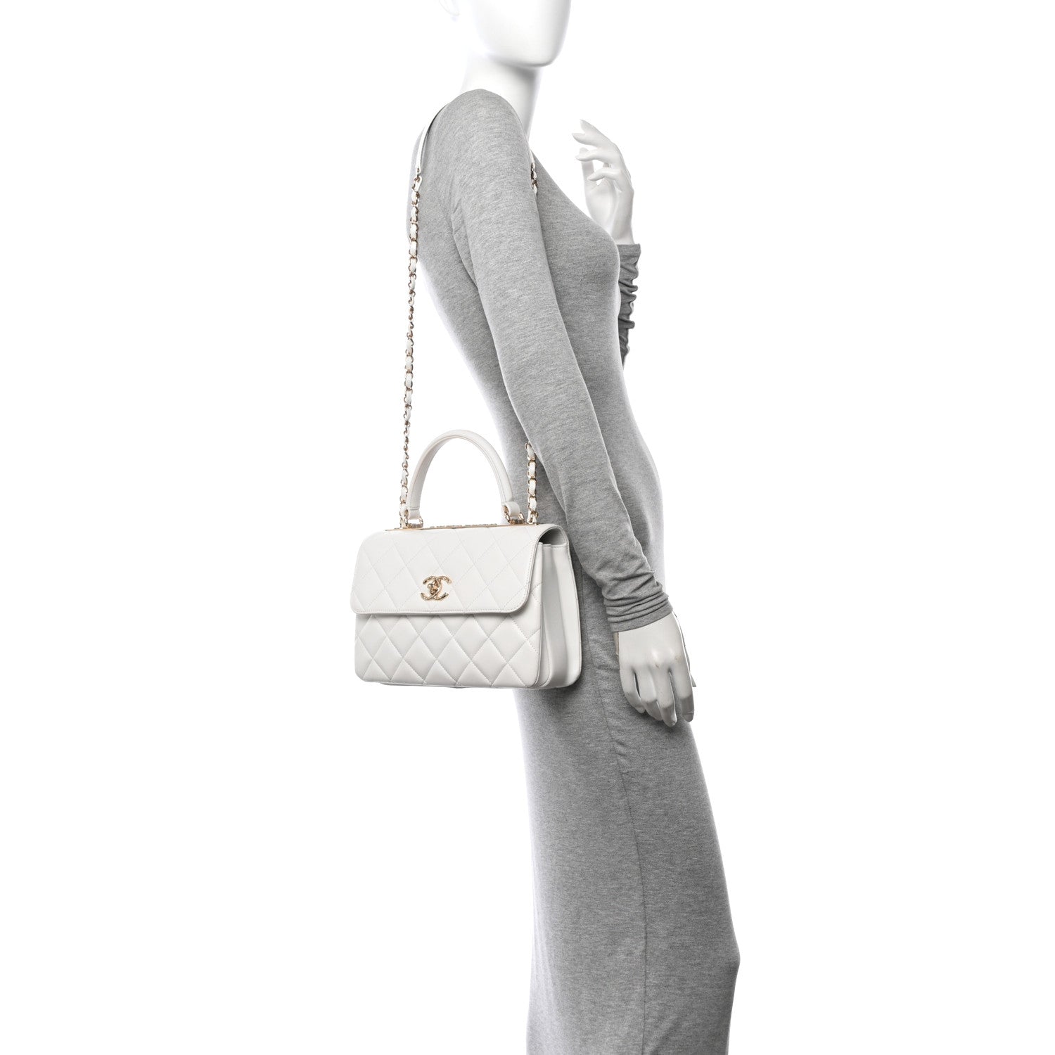 Chanel Lambskin Quilted Small Trendy CC Dual Handle Flap Bag White 2 of 13