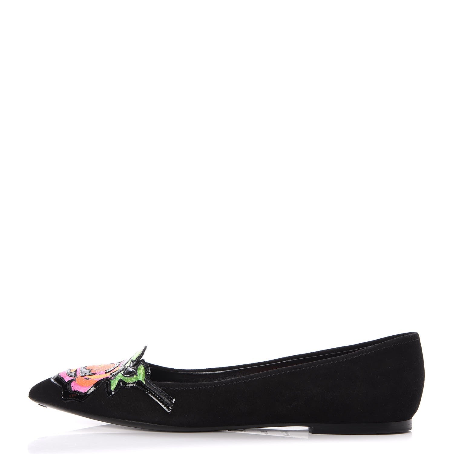 Louis Vuitton Suede Graffiti Rose Ballet Flats 38.5 Black 1 of 8