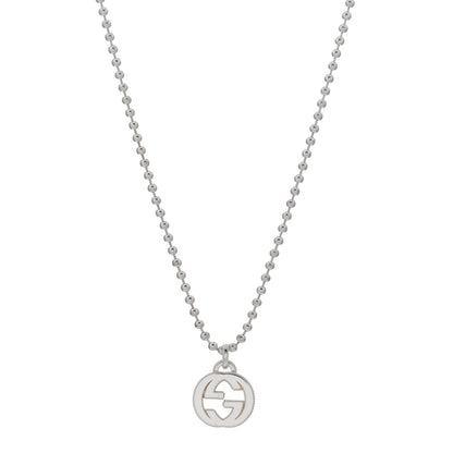 Gucci Sterling Silver Interlocking GG Pendant Beaded Necklace 1 of 3