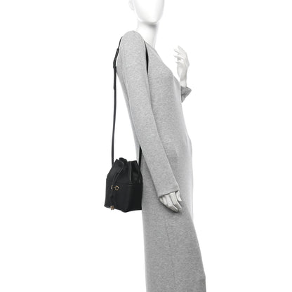 Salvatore Ferragamo Grained Calfskin Mini Gancino Bucket Bag Black 2 of 10