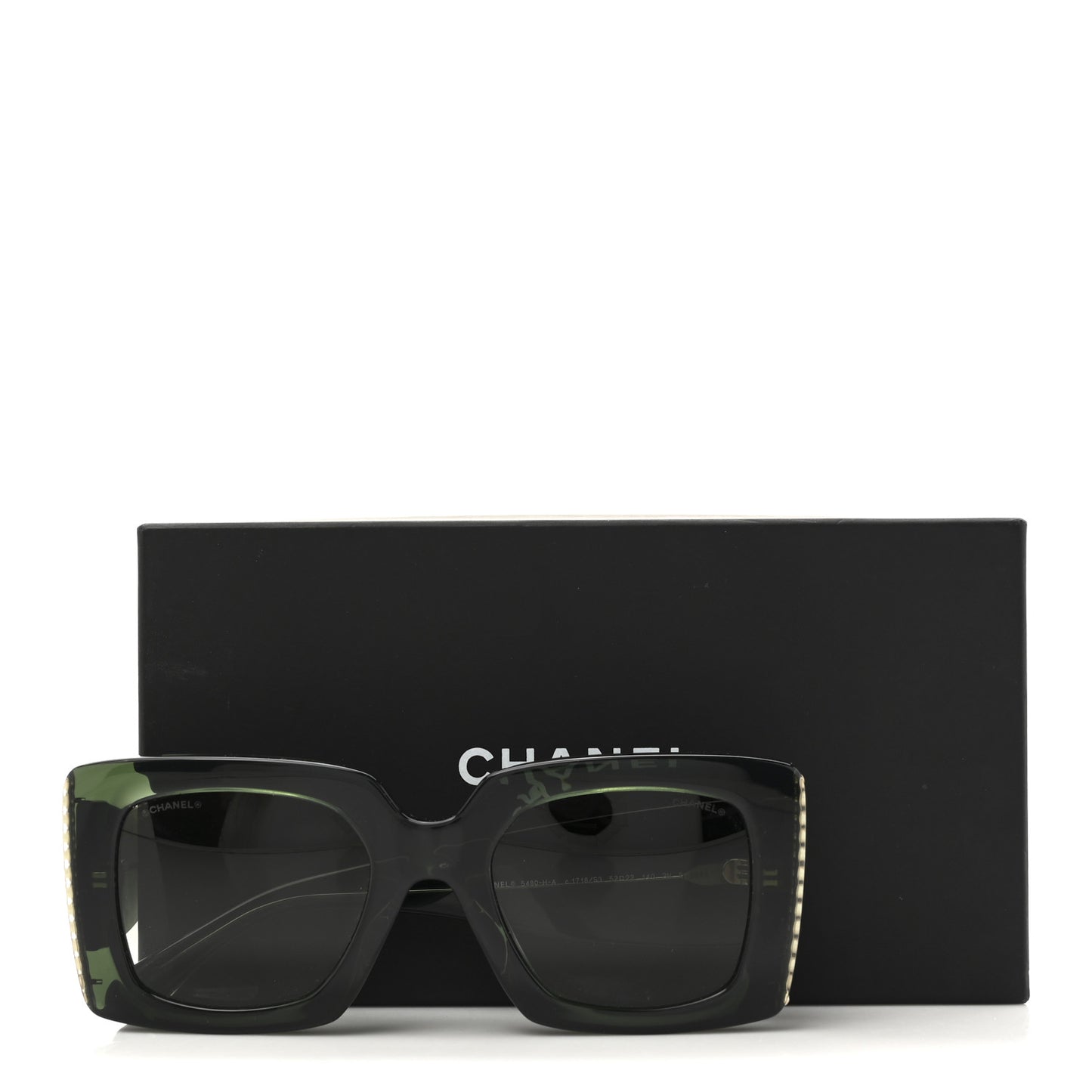 Acetate Pearl Rectangle Sunglasses 5480-H-A Dark Green