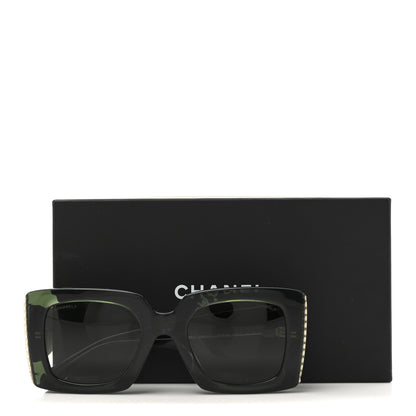 Chanel Acetate Pearl Rectangle Sunglasses 5480-H-A Dark Green 8 of 8