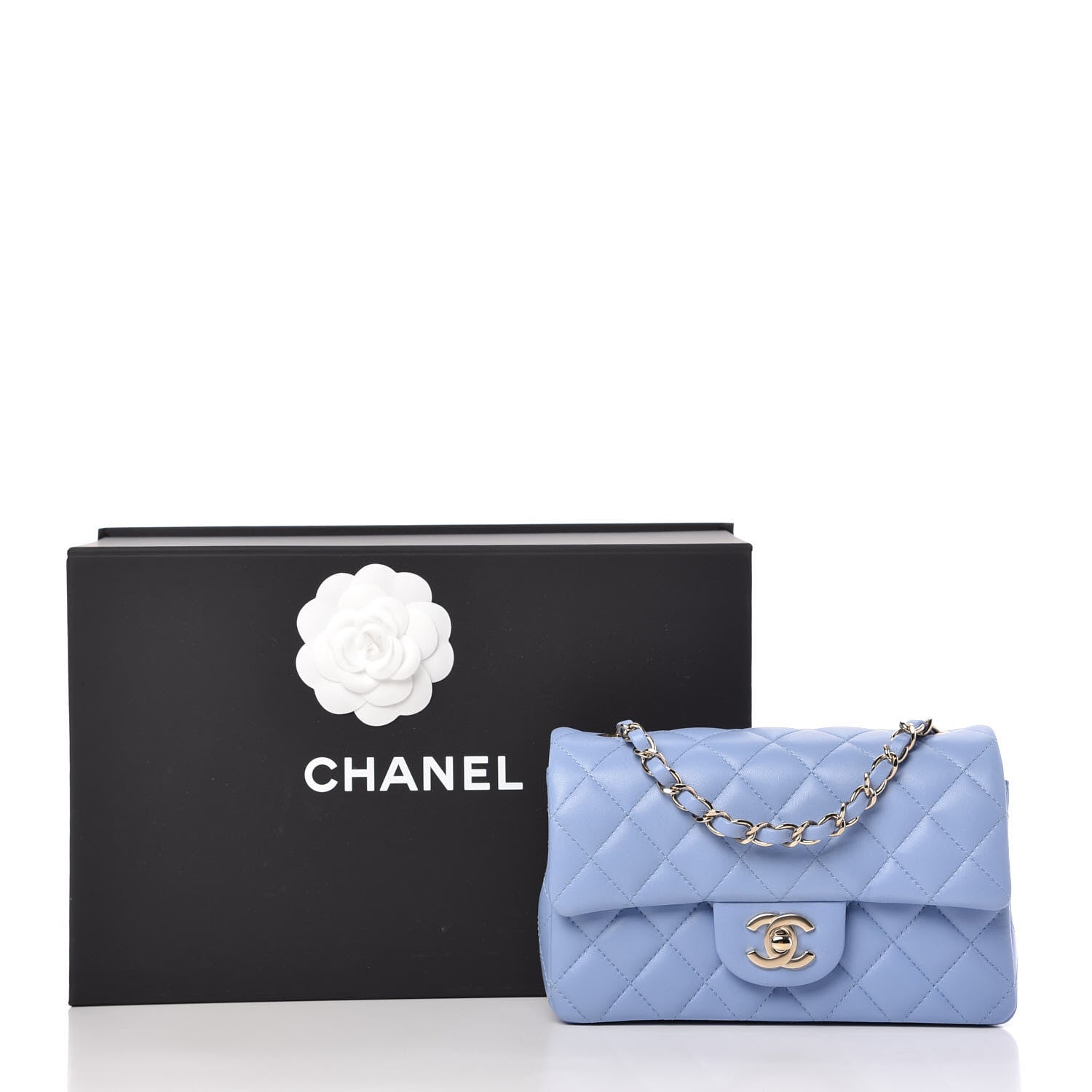 Chanel Lambskin Quilted Mini Rectangular Flap Light Blue 10 of 11