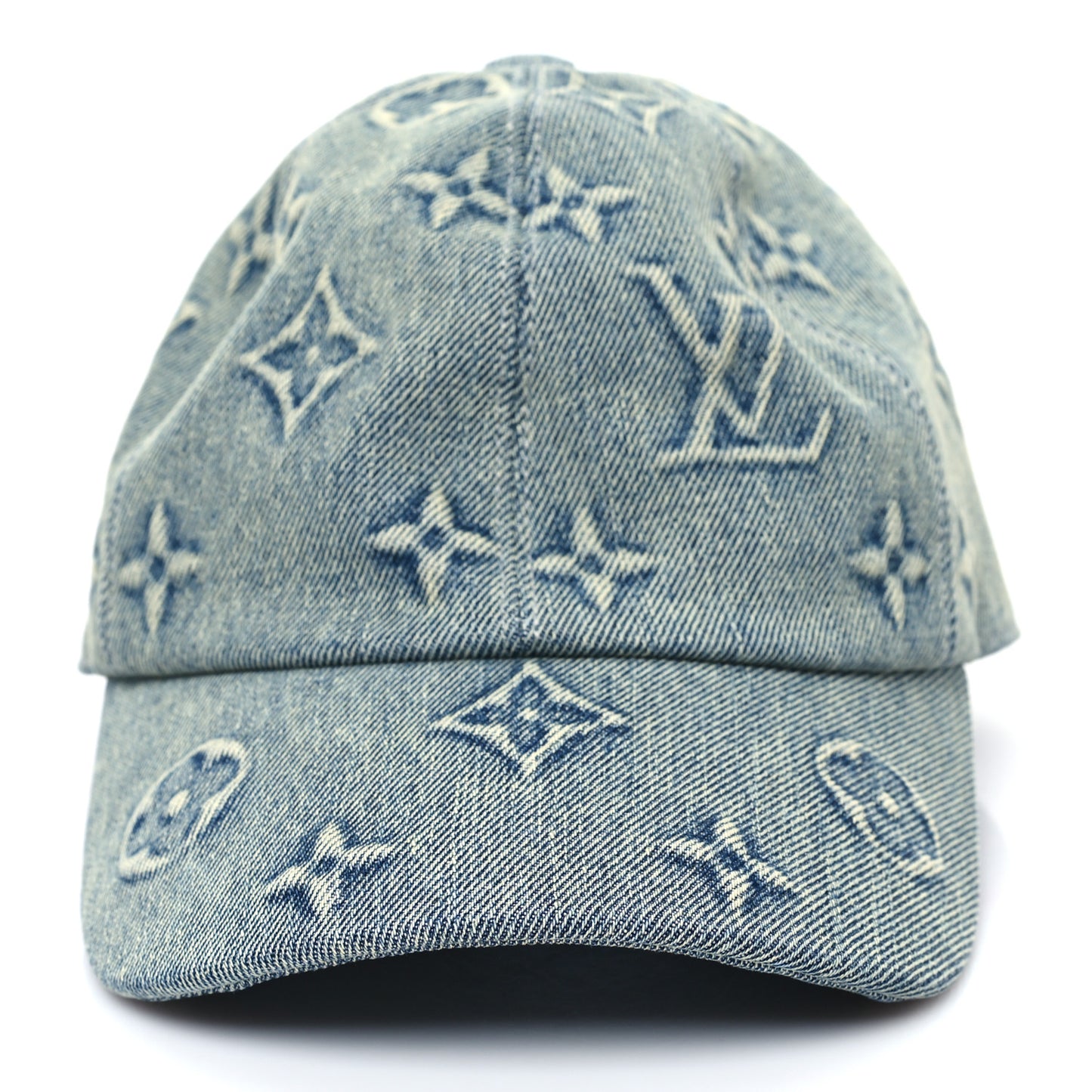 Monogram Washed Denim Cap M Blue