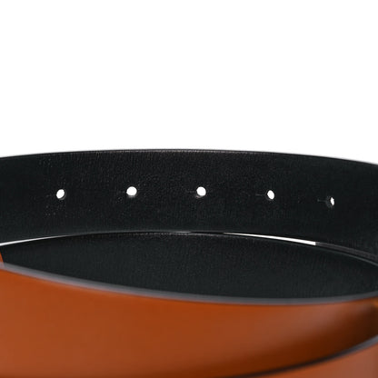 Valentino Garavani Glossy Calfskin VLogo Reversible 30mm Belt 85 34 Saddle Brown Black 6 of 9