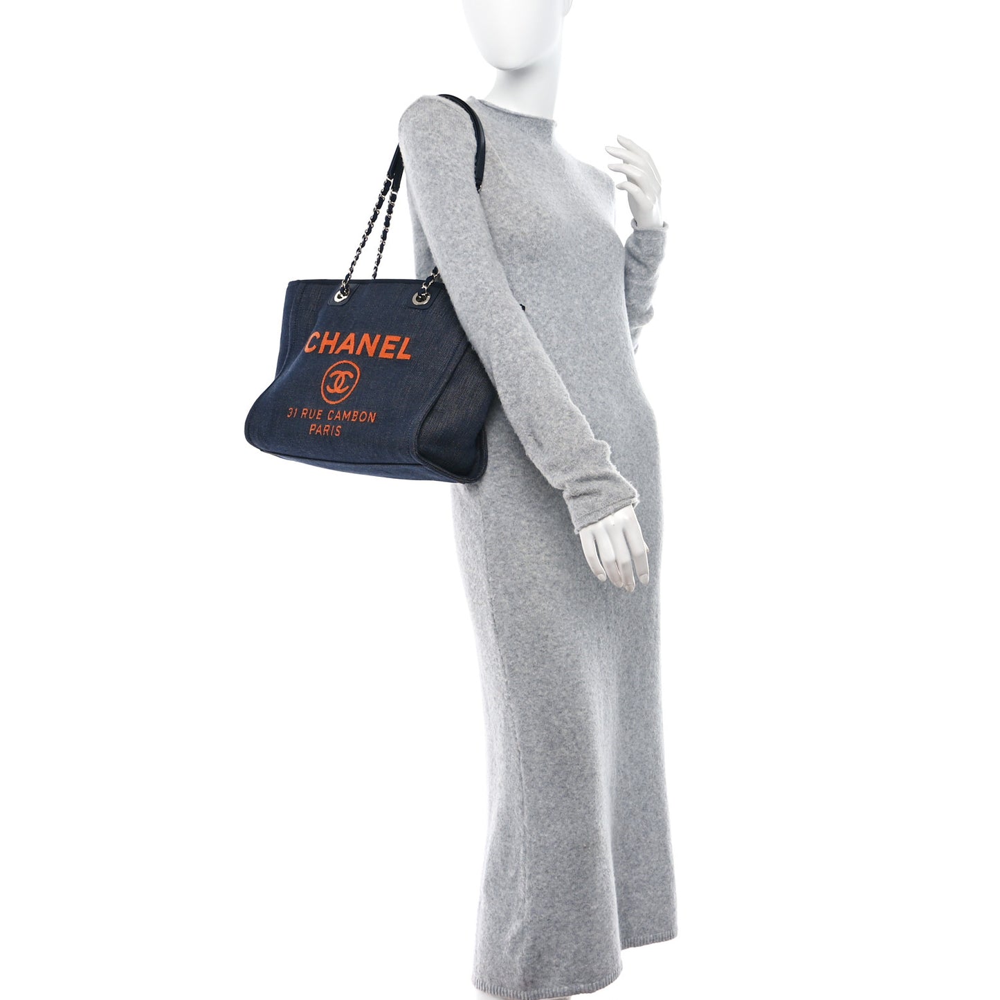 Denim Small Deauville Tote Blue Orange