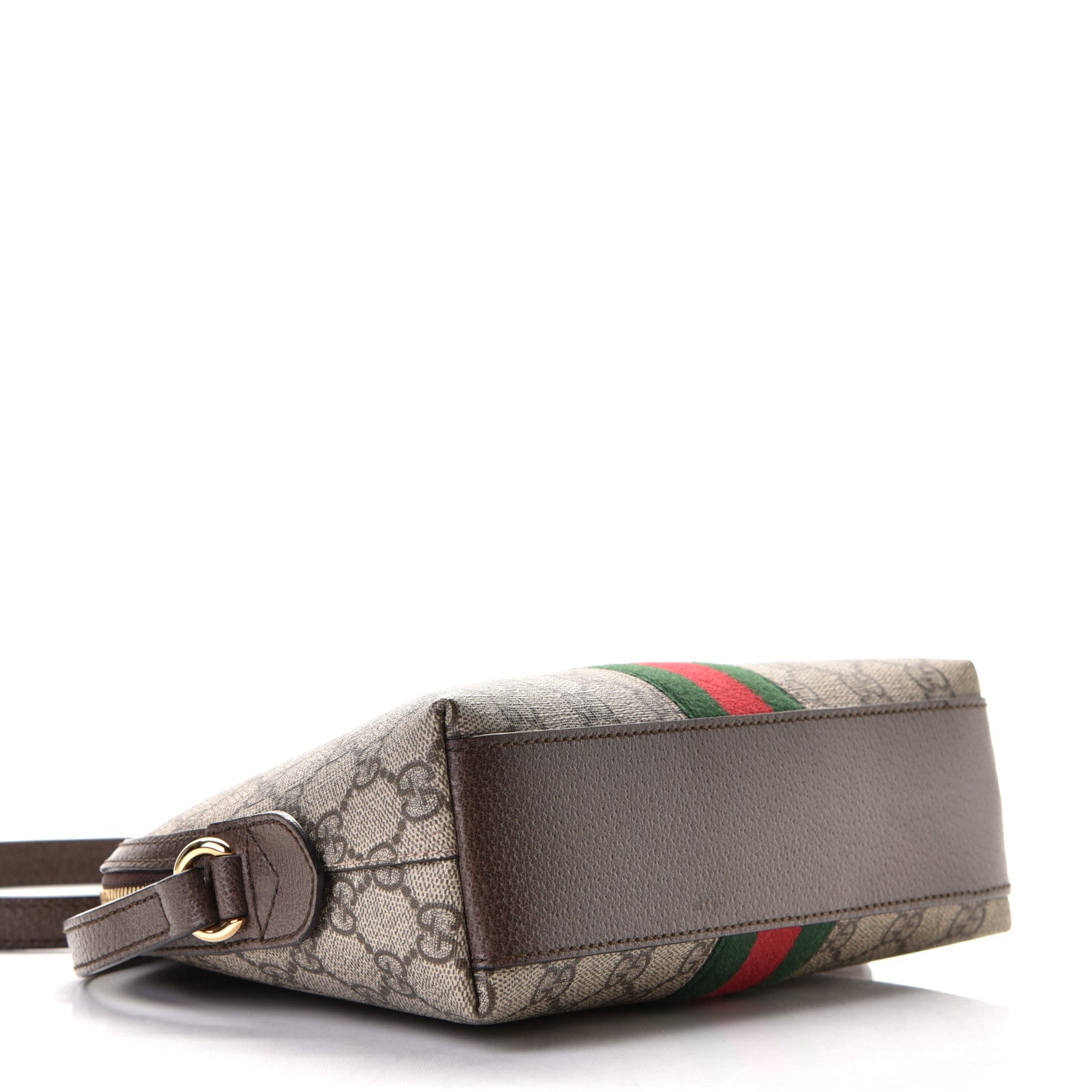 Gucci GG Supreme Monogram Textured Dollar Calfskin Web Small Ophidia Dome Shoulder Bag Beige Ebony New Acero 4 of 6