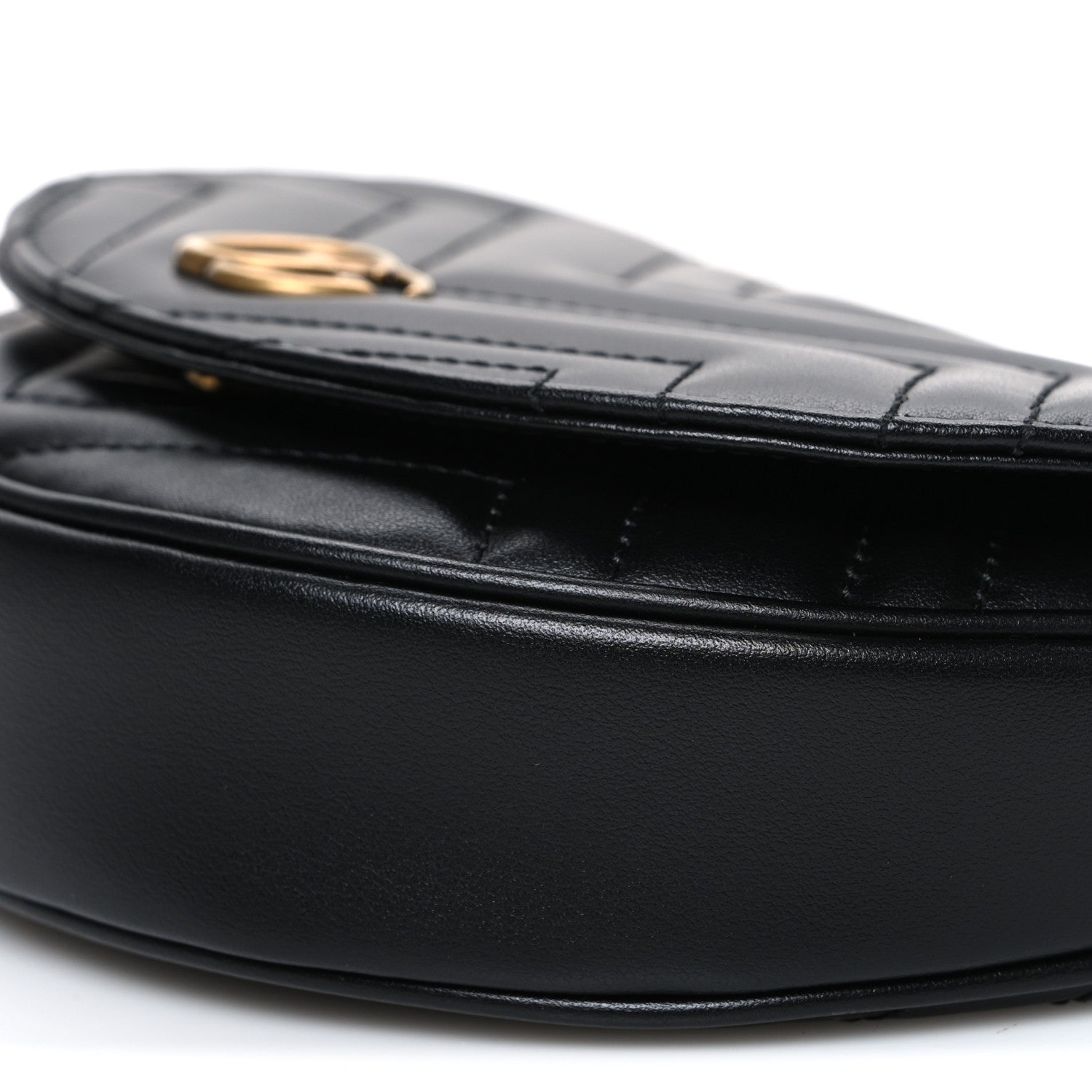 Gucci Calfskin Matelasse Mini GG Marmont Chain Half Moon Crossbody Bag Black 9 of 9