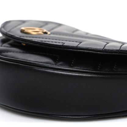 Gucci Calfskin Matelasse Mini GG Marmont Chain Half Moon Crossbody Bag Black 9 of 9