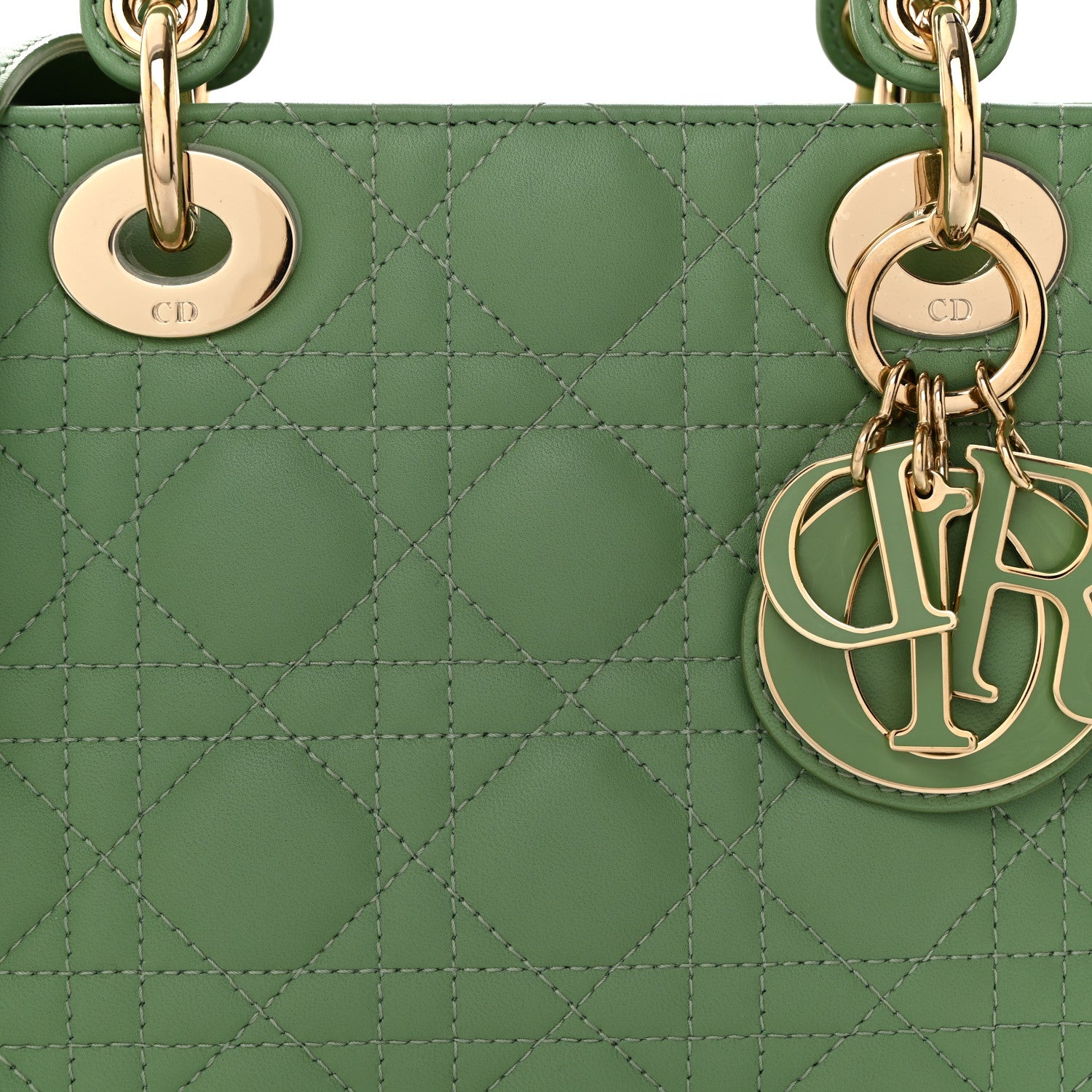 Christian Dior Lambskin Cannage Small My ABCDior Lady Dior Green 9 of 11