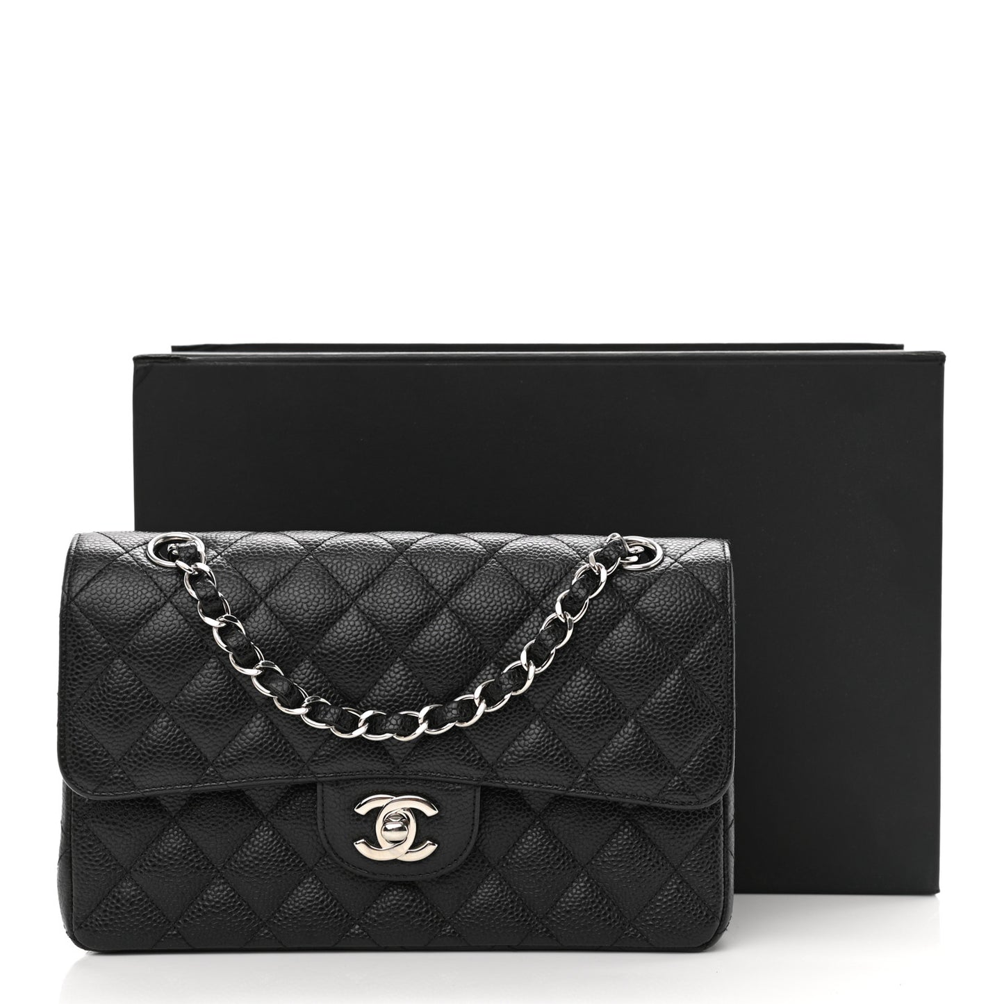Caviar Quilted Small Double Flap Black