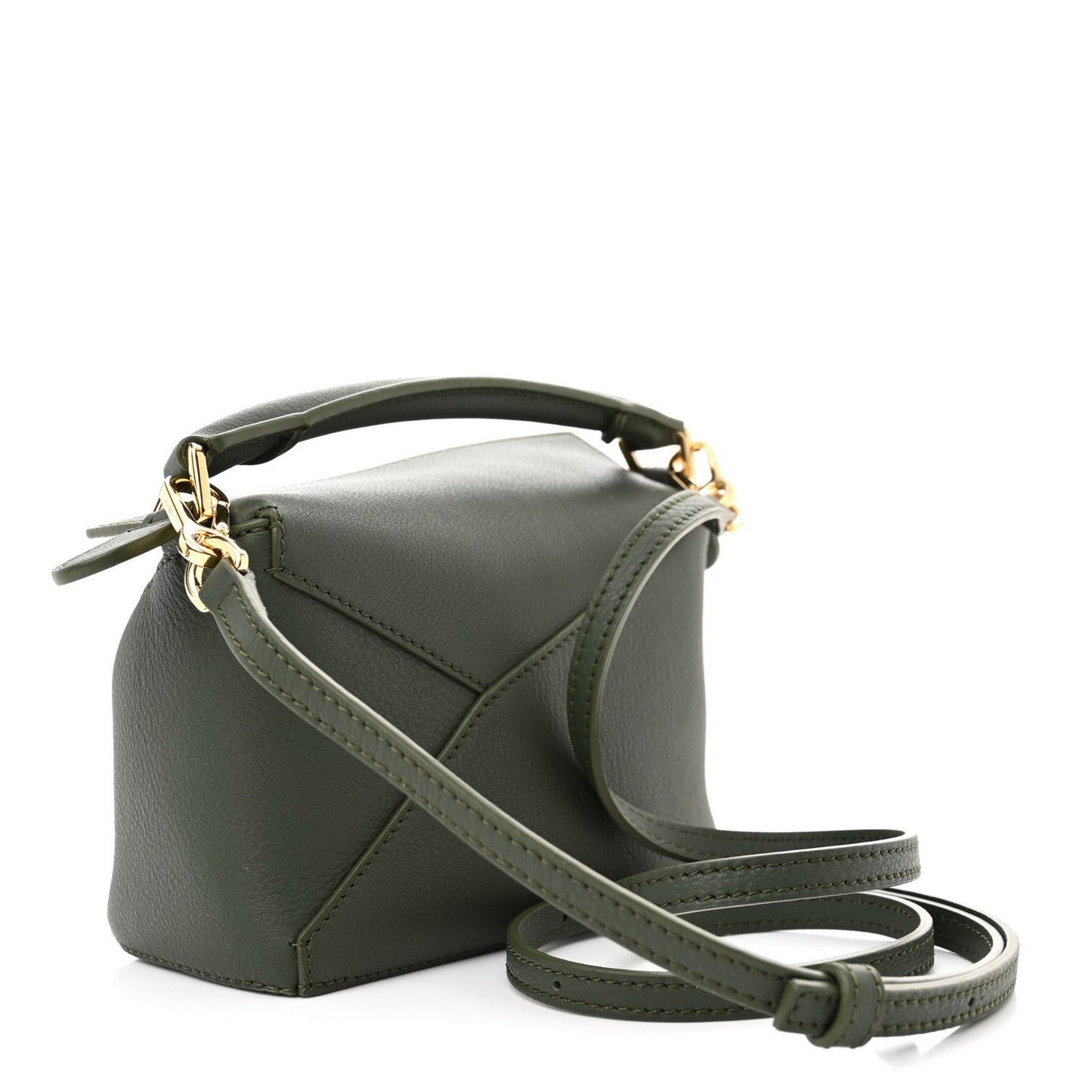 Calfskin Mini Puzzle Edge Bag Vintage Khaki