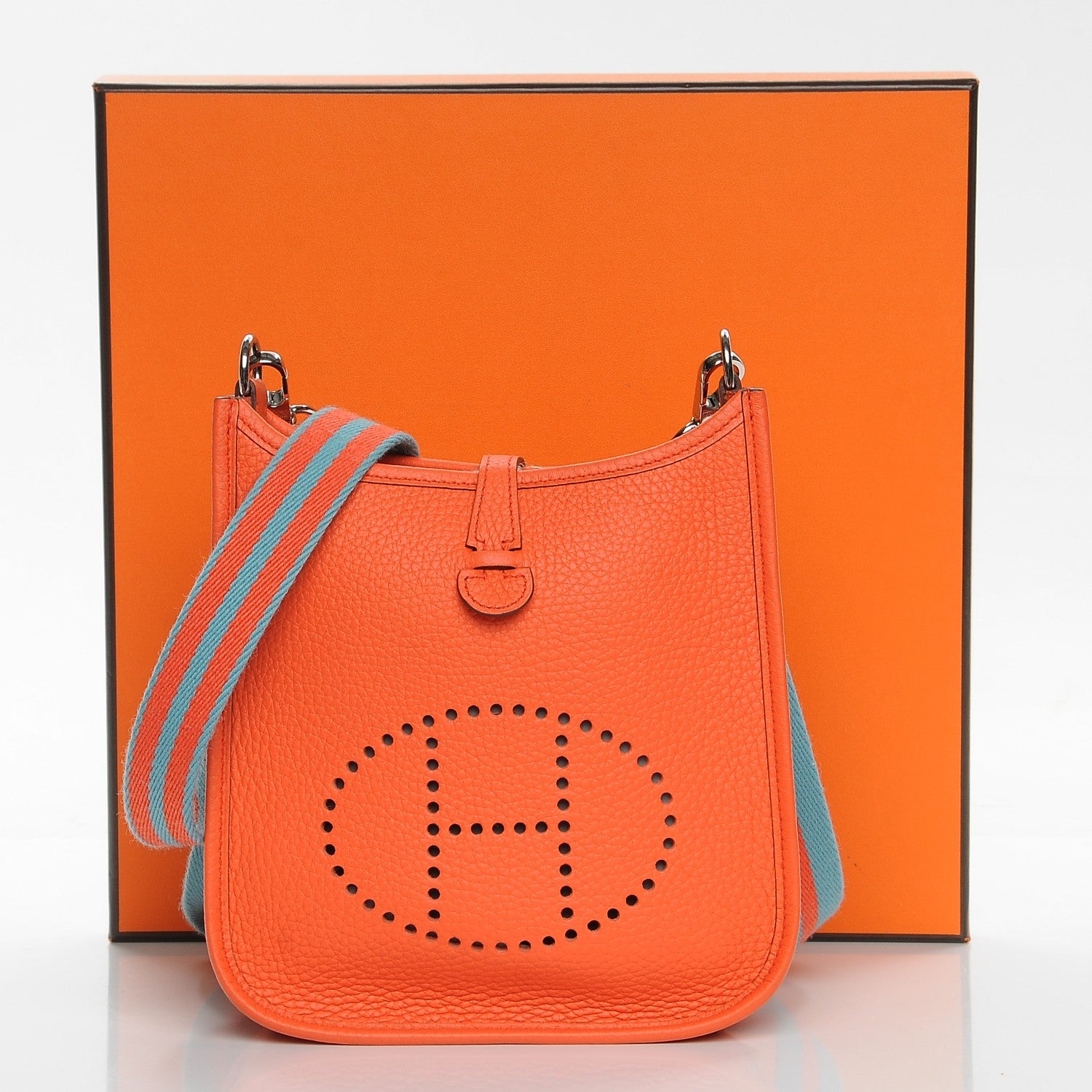 Hermes Taurillon Clemence Amazone Evelyne TPM Orange Poppy Saint Cyr 9 of 9