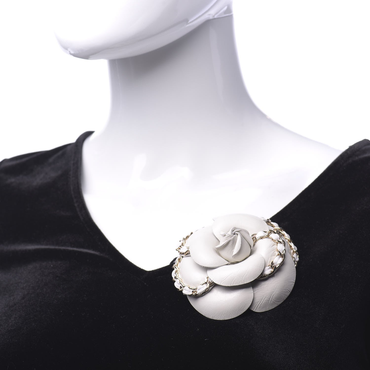 Chanel Lambskin Chain CC Camellia Brooch White 2 of 5