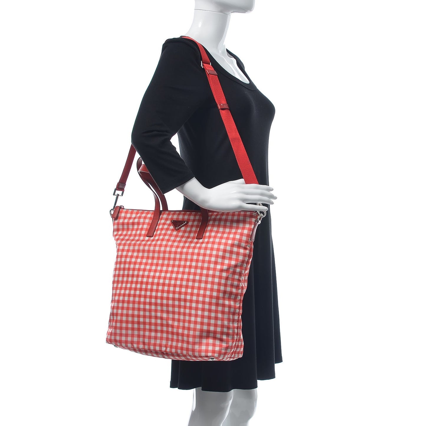 Tessuto Nylon Saffiano Gingham Tote Bag