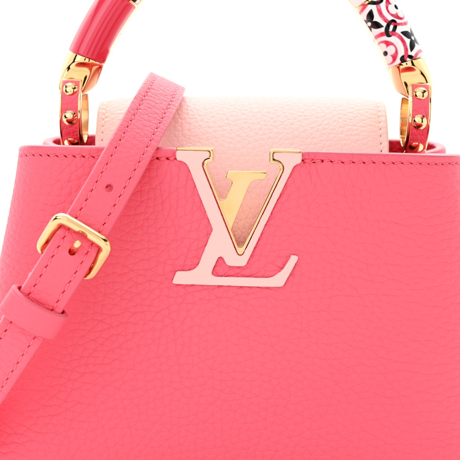 Louis Vuitton Taurillon Monogram Tile Capucines Mini Dragonfruit Ballet Pink 7 of 9