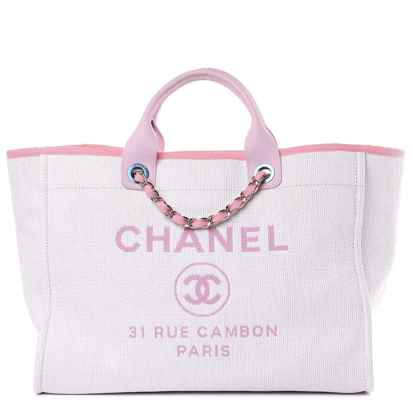 Woven Straw Raffia Large Deauville Tote Pink