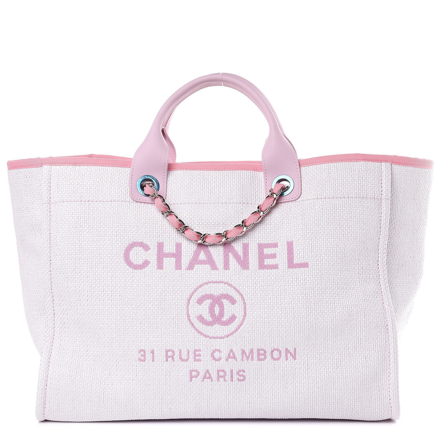 Chanel Woven Straw Raffia Large Deauville Tote Pink 1 of 11